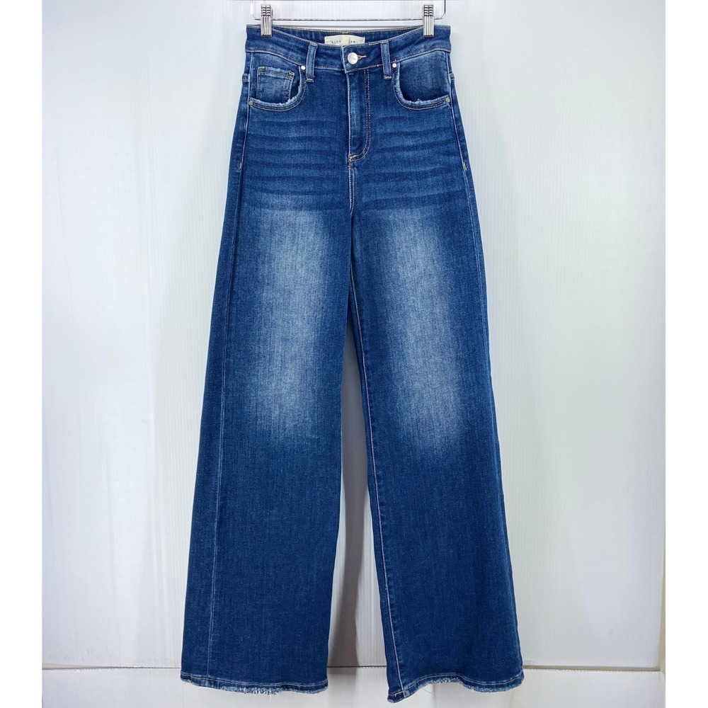 Risen High Rise Wide Leg Blue Denim Jeans Womens 3 26